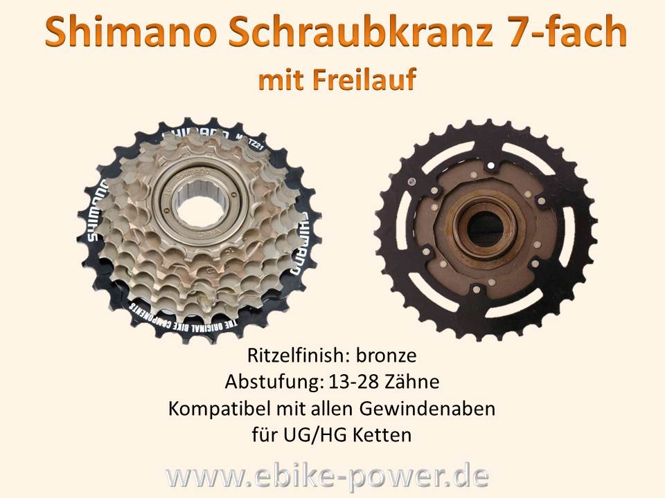 / Schraubkranz Block Zahnkranz Ritzel 7-fach - kompatibel Shimano ebike-power