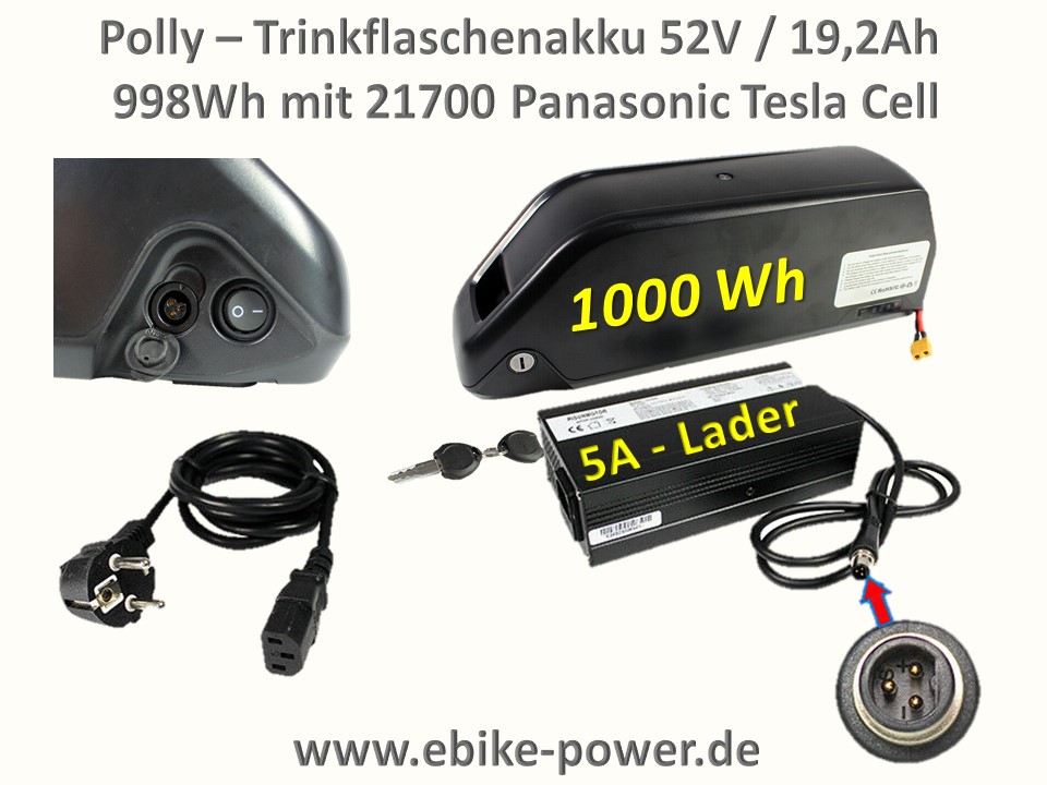 Poly - Power -Trinkflaschenakku 52V 19,2Ah / 998Wh E-Bike
