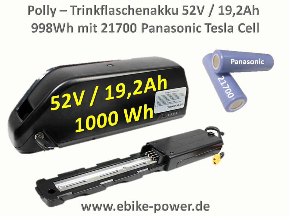 Poly - Power -Trinkflaschenakku 52V 19,2Ah / 998Wh E-Bike